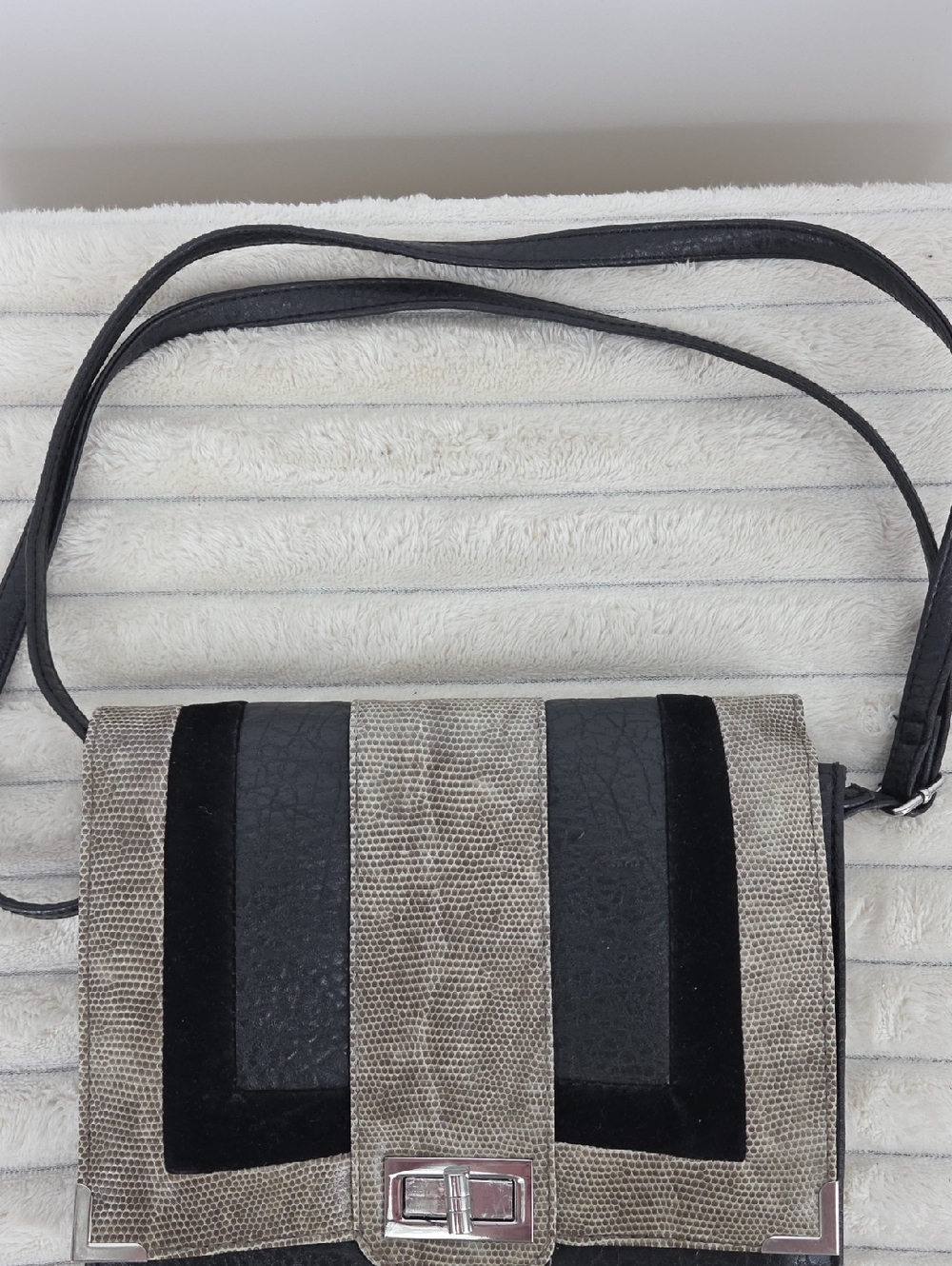 Vintage Mark Avon Black and Snakeskin Crossbody Bag